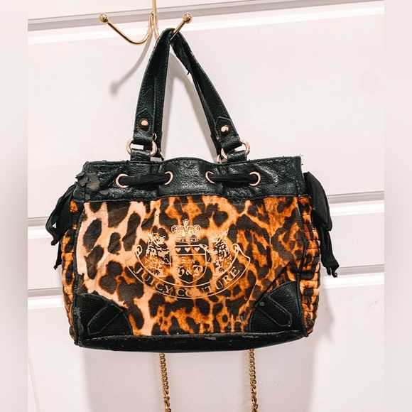 Juicy Couture Mini Day Dreamer Purse Velour Cheetah - Picture 2 of 13